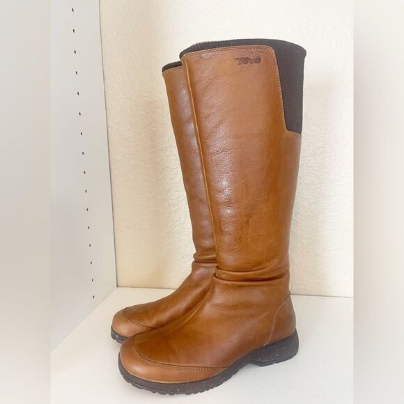 Teva Afton Leather Tall Boots Brown Size 6 - Picture 14 of 17